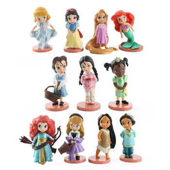 11pcs/set Disney Princesa figuric Igrače Ariel Rapunzel sneguljčica Jasmina Merida Pepelka Igrače Za Dekleta Rojstni dan Darila