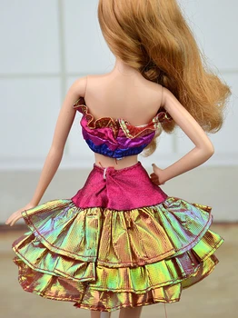 Visoko Kakovostnih Ročno izdelanih Izven Ramenski Lutka Obleko Kratko Obleko Za Barbie Lutka Dreamhouse Barvita Oblačila Za 1/6 BJD Lutke