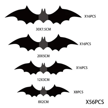 56/16/12 Kos Halloween Dekoracijo 3D Black Bat Nalepke DIY Stensko Dekoracijo Za noč Čarovnic Stranke