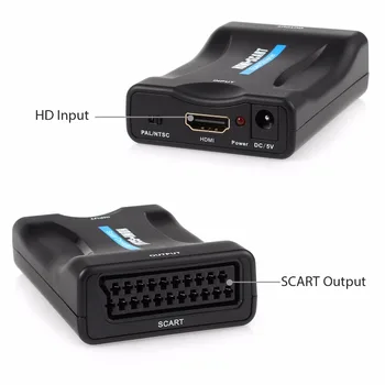 Neoteck HDMI je Združljiv s SCART Video Audio Converter 1080P Video Audio Upscale Pretvornik HDMI-Združljiv Prilagodilnik Pretvornika