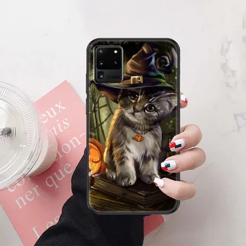 Čarobno Čarovnica Mačka Halloween primeru Telefon Za Samsung Galaxy Note 4 8 9 10 20 S8 S9 S10 S10E S20 Plus UITRA Ultra black art