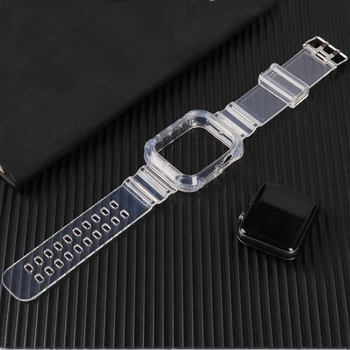 Kovček+Pas Za Apple Watch Band 41mm 45 mm 40 mm 44 42mm/38 mm Pribor Mehki Silikonski Pregleden Zapestnica iWatch 5 4 3 SE 6 7
