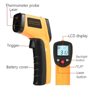 GM320 Infrardeči Termometer brezkontaktno Laser -50-400℃, ki Niso Stik Pyrometer Industrijske IR Digitalni Merilnik Temperature