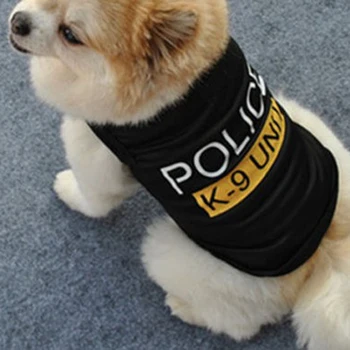 Policija Bo Ustrezala Cosplay Oblačila Za Pse Črna Elastična Telovnik Kuža TShirt Plašč Dodatki Za Oblačila Kostume Za Hišne Živali Oblačila Za Pse Omamljanje