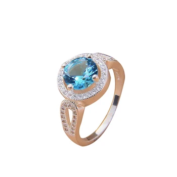 Preprosta Modna Modra Cirkon Krog Crystal Ring za Ženske Dekle Stranka Poročni Nakit Zlata Barva, Dodatki za Celotno Prodajo
