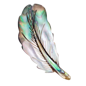 Naravni Abalone Feather Shell Broška Pin Ženske Corsage River Pin Listov Broches Visoke Kakovosti Nakit Brosh