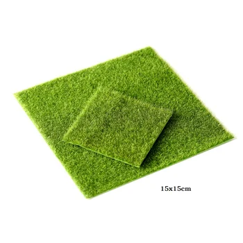 15x15cm Zelena Mikro Krajine Dekoracijo Mini Pravljice Vrt Simulacije Umetno Ponaredek Moss Okrasne Trate Trate Zelene Trave 1PCs