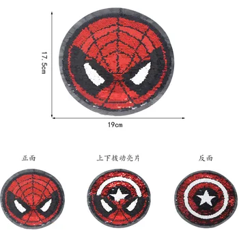 Marvel Spiderman Nalepke Vezenje Obliži za Oblačila Anime Avengers Tiskanje Srčkan Obliž Moda Umetnost Sequined Dekoracijo