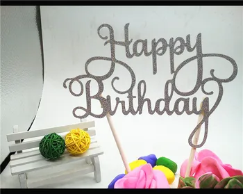 Zlate Bleščice Skript Happy Birthday Cake Toppers Otroci Rojstni Dan Uslug Osebno Torta Okraski