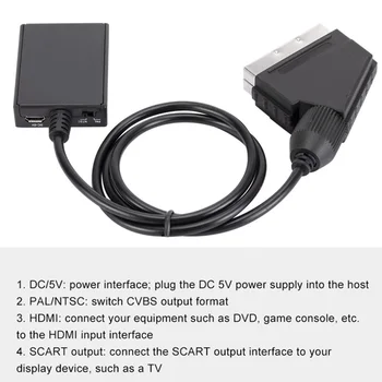 GRWIBEOU 1080P HDMI Za SCART Video Audio Upscale Pretvornik Adapter za TV-sprejemnikom HD DVD za Sky Box STB Plug and Play DC Kabel