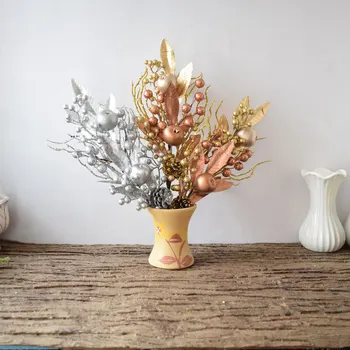 Božič Zlato, Srebro Simulacije Berry Stebla Rastlin Ginkgo Posušen Cvet Sadje Veje Jane Dekoracijo Oprema Foto Prop