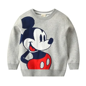 Disney Mickey Mouse Fant Dekle Oblačila Jeseni, Pozimi Topel Pulover Dolg Rokav Vrh Otroci Jopica Punca, Moda Pletene Pleteninah