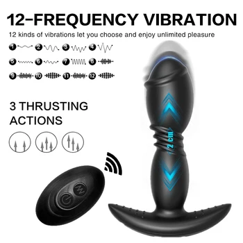 Butt plug Vibrator Prostate Massager Odraslih Erotično Sex Igrače Za Moški Masturbator Analni Čep Thrusting Dildo Vibratorji Za Ženske, Geji,