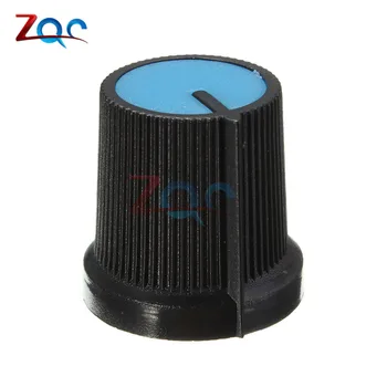 10PCS Črni Gumb Modra Obraz Plastike za Rotacijske Taper Potenciometer Kapa klobuk Luknjo 6 mm
