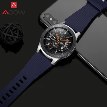 22 mm Silikonski Watchband za Samsung Galaxy Watch 46mm Različica SM-R800 Prugasta Gume Zamenjava Zapestnica Pasu Trak Srebrne