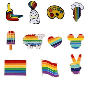 LGBT Ponos Broška Pin Nastavi Živali, Ljubezen Srce Multicolor Broške Ženske Moški Gay Dekleta, Lezbijke, Pop Nakit Prijatelji Darila Accessorie