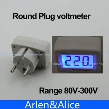 LCD AC Digitalni merilnik Napetosti Voltmeter 80-300V Stikalo EURO 2 Krog Plug Voltni električni Monitor AC Panle Meter modra osvetlitev