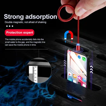 LED Magnetni naboj Kabel Za iPhone, Samsung Android Hitro Polnjenje Magnet za Polnilnik priključek Mikro USB Tip C Kabel Mobilni Telefonski Kabel priključite Žice