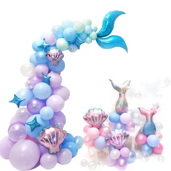 Deklica Baloni morska deklica Rep Balon Garland Arch Pod Morjem morska deklica Temo Rojstni Okraski Dobave
