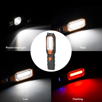 COB LED delovna Luč Nastavljiva Pregled Lučka Magnetni Roko Baklo USB Polnilne Taborjenje Luč S Kavljem Magnet Svetilka