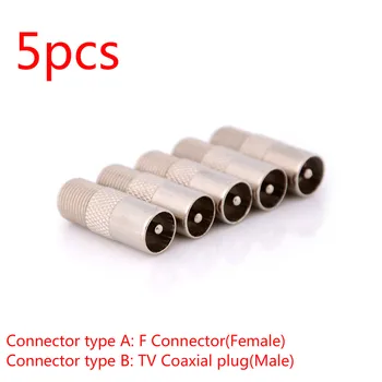 5pcs Aluminijeve Zlitine F tip Vtičnice, da Koaksialnih RF IEC Antenski Vtič Moški Adapter Twist Na Priključek