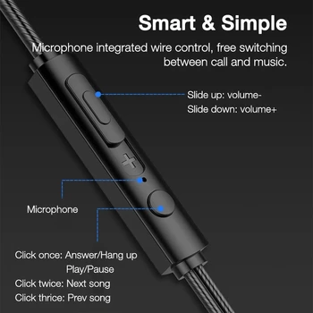 3,5 mm V uho Žične Slušalke Bass sistem Stereo Slušalke Športne Čepkov Glasbo, Slušalke Z vgrajenim Mikrofonom Za Android IOS Telefon