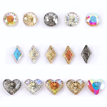 1PC Visoke Kakovosti Retro Kristalno Nail Art Diamond Format Velikost Posebne oblike /Ljubezen/Krog Nohtov Dekoracijo 3D Manikura Dodatki