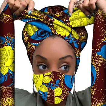 V Prodaji!!! Afriške Headwrap Ženske Vosek Tkanine Tradicionalnih Headtie Šal Turban nastavite z ujemanje slike Mas.K varstvo