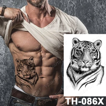 Skica Realne Tiger Začasni Tattoo Nalepke Za Moške, Ženske Odraslih Volk, Lev Nepremočljiva Ponaredek Henna Divje Živali Body Art Tattoo