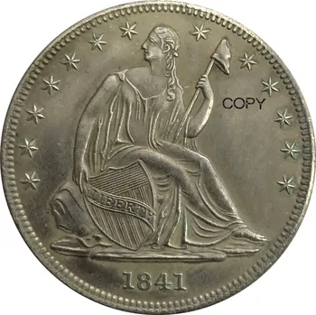 Zda Svobode Sedi Pol Dolarjev 1841 Št Moto Nad Orel Medenina Silver Plated Reeded Rob Kopija Kovanca
