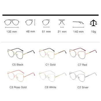 Ženske Modra Svetloba Filtriranje Očala Okvir Optičnega Stekla UV400 Recept Novih Celotno Platišča Ženska Očala Zlitine Očala