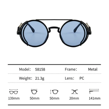 Retro Steampunk sončna Očala UV400 Okrogla Oblika Okvirja Barvne Leče Očala Očala Gothic Moški Ženske sončna očala