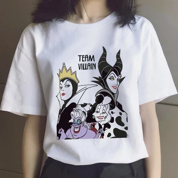 Disney Zlo Slabo Dekle Ženske T-shirt Maleficent Risanke Priložnostne Kawaii Kraljica Modnih Femme Tee Shirt Estetska Oblačila Vrhovi