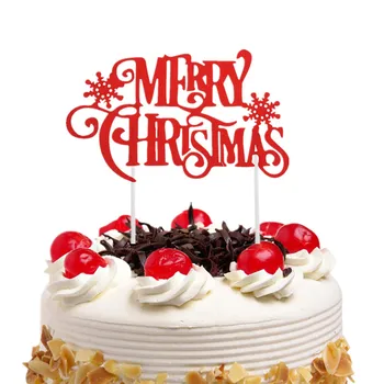 Vesel Božič Torta Pokrivalo Zastav Santa Claus Srečno Novo Leto, Rojstni dan Rdeče Cupcake Zastav svate Baby Tuš Peko DIY Nova