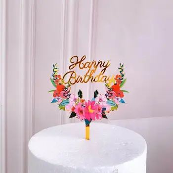Novo Akril Happy Birthday Cake Pokrivalo Poroka, Zlata, Cvetje, Torto Pokrivalo Za Dekleta Rojstni Dan Torta Okraski Baby Tuš