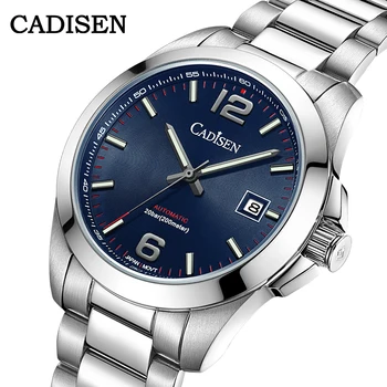 2021 Novo CADISEN Watch MIYOTA 8215 Gibanje avtomatska ura za Moške 200 m Nepremočljiva Moških Mehansko ročno uro Modra Ustvarjalne Izbiranje